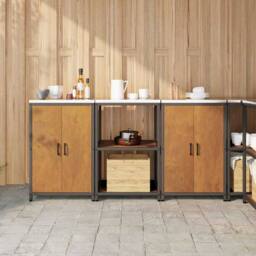 Berkfield Home Kitchen Storage Set with Shelf with Storage with Door 3 pcs Rusty in Brown - thumbnail 2