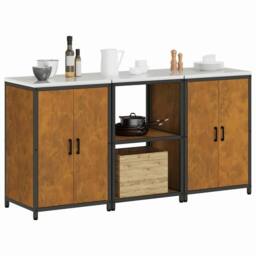 Berkfield Home Kitchen Storage Set with Shelf with Storage with Door 3 pcs Rusty in Brown - thumbnail 3