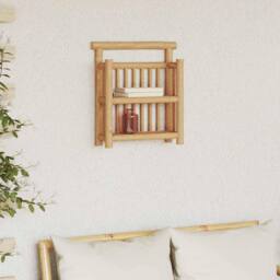 Berkfield Home Stylish Bamboo natural Bamboo Medium Wall mounting Wall Shelf in Beige - thumbnail 2