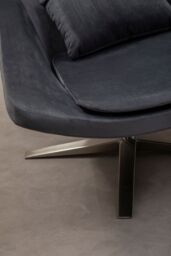 Orsina Curved Velvet Arm Chair with Lumbar Cushion & Headrest, Lounge Chair with Base for Home, Office in Grey - thumbnail 4