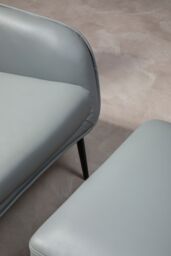 Orsina Curved Velvet Arm Chair with Lumbar Cushion & Headrest, Lounge Chair with Base for Home, Office in Grey - thumbnail 2