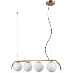 Netlighting Modern Hanging Pendant Honey Brass 4 Light with White Shade G9 in Gold