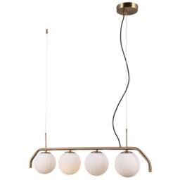 Netlighting Modern Hanging Pendant Honey Brass 4 Light with White Shade G9 in Gold - thumbnail 2