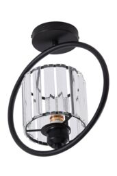 Living and Home Semi Flush Mount Ceiling Light with Crystal Shade in Black - thumbnail 3