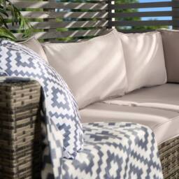 OHS Tuscany 5 Seater Rattan Garden Sofa Set Patio Table L Shape Settee in Light Grey - thumbnail 3
