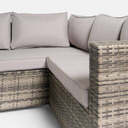 OHS Tuscany 5 Seater Rattan Garden Sofa Set Patio Table L Shape Settee in Light Grey - thumbnail 5