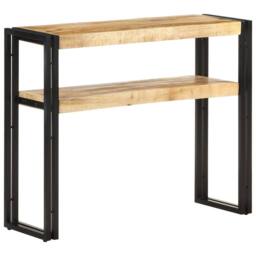 Berkfield Home Dense Console Table 90x30x75 cm Rough Mango Wood in Brown - Size: 90 x 30 x 75 cm - thumbnail 6