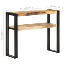 Berkfield Home Dense Console Table 90x30x75 cm Rough Mango Wood in Brown - Size: 90 x 30 x 75 cm - thumbnail 5