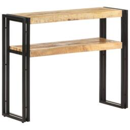 Berkfield Home Dense Console Table 90x30x75 cm Rough Mango Wood in Brown - Size: 90 x 30 x 75 cm - thumbnail 9