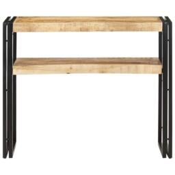 Berkfield Home Dense Console Table 90x30x75 cm Rough Mango Wood in Brown - Size: 90 x 30 x 75 cm - thumbnail 3