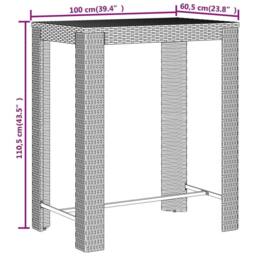 Berkfield Home 5 Piece Garden Bar Set Grey Poly Rattan&Solid Wood Acacia - thumbnail 8