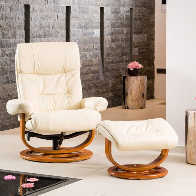 Artemis Home Barriston Swivel Recliner & Footstool in Cream