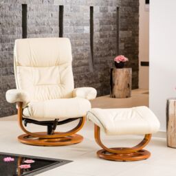Artemis Home Barriston Swivel Recliner & Footstool in Cream - thumbnail 1