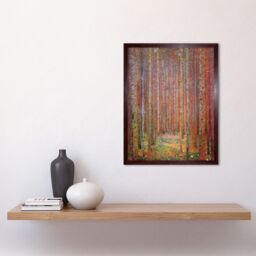 "Artery8 Wall Art Print Old Master Painting Gustav Klimt Tannenwald I Pine Tree Forest Landscape Art Framed in Brown - Size: W12"" x H16""" - thumbnail 2