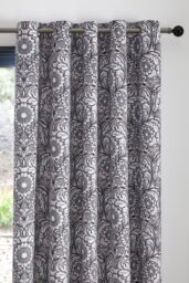 Laurence Llewelyn-Bowen 'Romilly' Floral Jacquard Blackout Pair of Eyelet Curtains in Natural - Size: 117 cm width x 137 cm drop - thumbnail 2