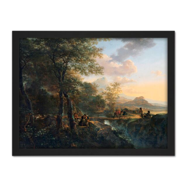 "Artery8 Wall Art Print Jan Both Italian Landscape Draughtsman Painting Large Framed Wall Décor Art in White - Size: W18"" x H24""" - image 1