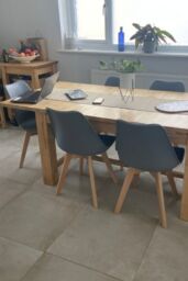 Life Interiors Single 'Tulip Dining Chair' Leather Padded Seat Solid Wood Legs in Grey - thumbnail 9