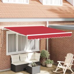 Berkfield Home Manual Retractable Awning Red 350x250 cm - thumbnail 1