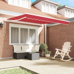Berkfield Home Manual Retractable Awning Red 350x250 cm - thumbnail 3
