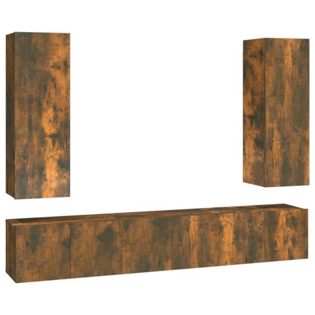 Berkfield Home 5 Piece TV Cabinet Set Smoked Oak Engineered Wood in Brown - image 1