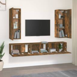 Berkfield Home 5 Piece TV Cabinet Set Smoked Oak Engineered Wood in Brown - thumbnail 3