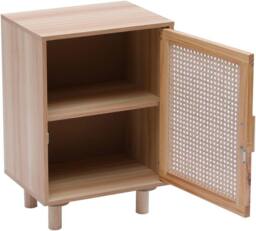 SPOT ON DEALZ Rattan Bedside Table Natural Oak 1 Door Storage Cabinet with Shelf in Light Oak - thumbnail 8