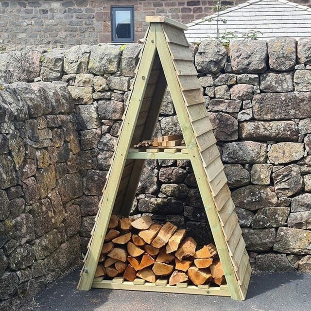 Churnet Valley Garden Furniture Ltd Triangle Log Store -Timber Fire Wood Kindling - Min. Assembly Required in Brown - image 1