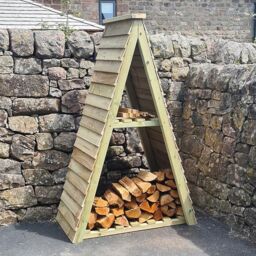 Churnet Valley Garden Furniture Ltd Triangle Log Store -Timber Fire Wood Kindling - Min. Assembly Required in Brown - thumbnail 2