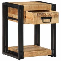 Berkfield Home Bedside Cabinet 40x35x50 cm Solid Rough Wood Mango in Brown - Size: 40 x 35 x 50 cm - thumbnail 1