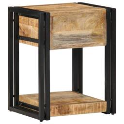 Berkfield Home Bedside Cabinet 40x35x50 cm Solid Rough Wood Mango in Brown - Size: 40 x 35 x 50 cm - thumbnail 5