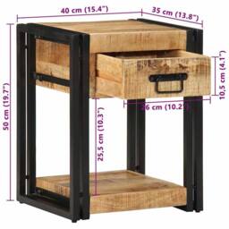 Berkfield Home Bedside Cabinet 40x35x50 cm Solid Rough Wood Mango in Brown - Size: 40 x 35 x 50 cm - thumbnail 8