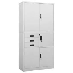 Berkfield Home Office Cabinet Light Grey 90x40x180 cm Steel - Size: 90 x 40 x 180 cm - thumbnail 2