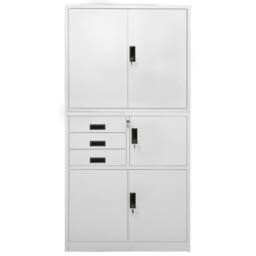 Berkfield Home Office Cabinet Light Grey 90x40x180 cm Steel - Size: 90 x 40 x 180 cm - thumbnail 3