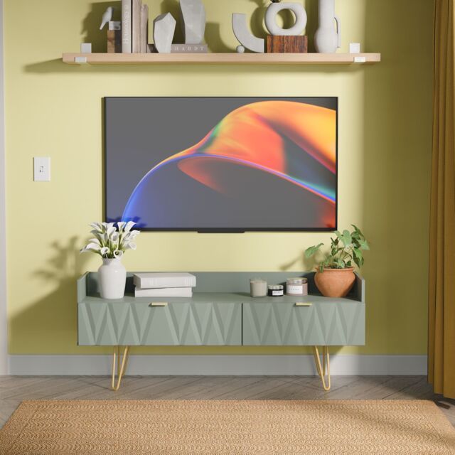 Ready Assembled 2 U Dallas 2 Drawer Coffee TV Unit (Ready Assembled) in Pale Green - image 1