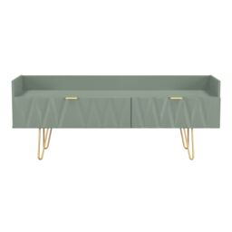 Ready Assembled 2 U Dallas 2 Drawer Coffee TV Unit (Ready Assembled) in Pale Green - thumbnail 2