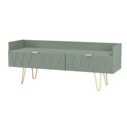 Ready Assembled 2 U Dallas 2 Drawer Coffee TV Unit (Ready Assembled) in Pale Green - thumbnail 4
