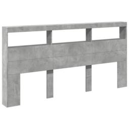 Berkfield Home Headboard Cabinet with LED Concrete Grey 200x17x102 cm - Size: 200 x 17 x 102 cm - thumbnail 3