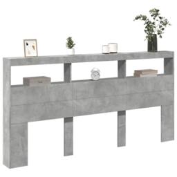 Berkfield Home Headboard Cabinet with LED Concrete Grey 200x17x102 cm - Size: 200 x 17 x 102 cm - thumbnail 5