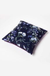 Homescapes Floral Midnight Garden Purple Filled Velvet Cushion 46 x 46 cm - thumbnail 5