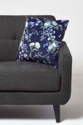 Homescapes Floral Midnight Garden Purple Filled Velvet Cushion 46 x 46 cm - thumbnail 2