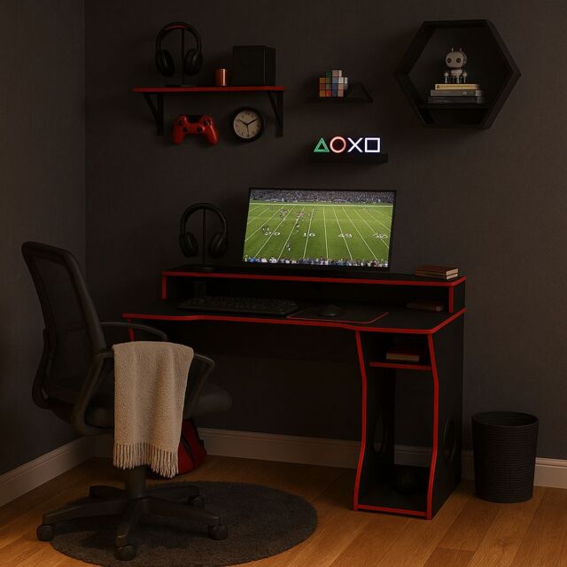 Birlea Enzo Gaming Computer Desk in Dark Red - image 1