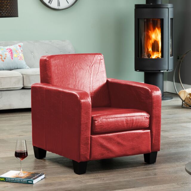 Artemis Home Bethel Faux Leather Armchair in Red - image 1