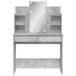Berkfield Home Dressing Table with LED Lights Concrete Grey 96x40x142 cm - Size: 96 x 40 x 142 cm - thumbnail 5