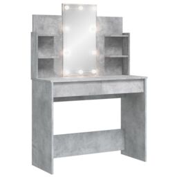 Berkfield Home Dressing Table with LED Lights Concrete Grey 96x40x142 cm - Size: 96 x 40 x 142 cm - thumbnail 2