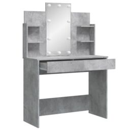 Berkfield Home Dressing Table with LED Lights Concrete Grey 96x40x142 cm - Size: 96 x 40 x 142 cm - thumbnail 4