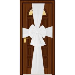 Shatchi Christmas Door Bow - 7.5m Diamante Giant Bow Door Cover - Front Door Decorations for Xmas Wedding, Baby Shower Outside Home Decor in White - thumbnail 2