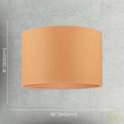 Happy Homewares Designer Soft Apricot Cream Textured Linen Fabric Circular Lamp Shade in Peach - Size: 12 inches - thumbnail 7