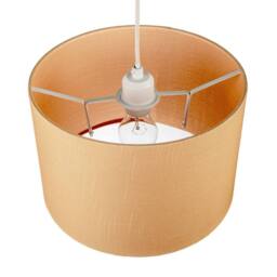 Happy Homewares Designer Soft Apricot Cream Textured Linen Fabric Circular Lamp Shade in Peach - Size: 12 inches - thumbnail 3