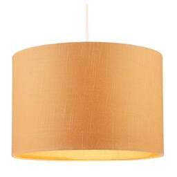 Happy Homewares Designer Soft Apricot Cream Textured Linen Fabric Circular Lamp Shade in Peach - Size: 12 inches - thumbnail 2