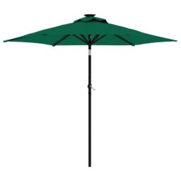 Berkfield Home Garden Parasol with Steel Pole Green 225x225x212 cm - Size: 225 x 225 x 212 cm - thumbnail 2